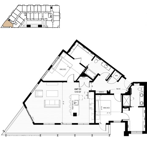 a floor plan and a top view of a house